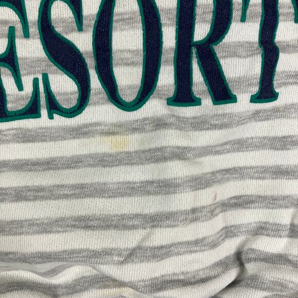 Velva Sheen Sweatshirt Mens XL Gray Striped Tan-Tar-A Resort Graphic Vintage - Picture 3 of 10